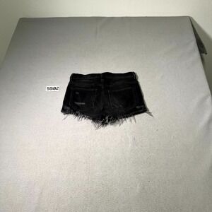 Express Jeans Cut Off Shorts Womens 4 Black Denim Distressed Raw Hem Stretch